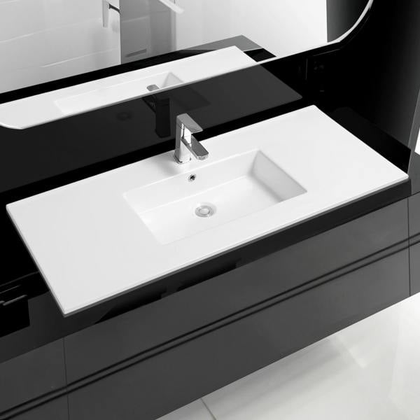 4001a ceramic 121cm thin edge double inset basin with scooped bowl