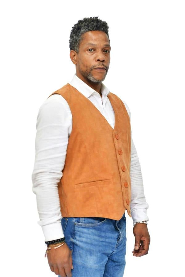 Infinity Leather Mens Classic Goat Suede Leather Waistcoat-Norwich