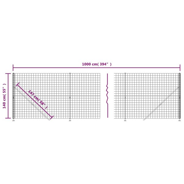 Berkfield Wire Mesh Fence with Flange Green 1.4x10 m