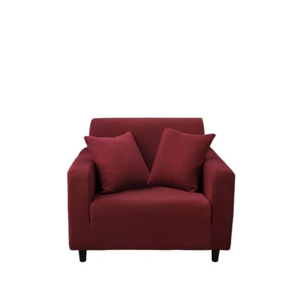 Anyhouz Anyseat 1 Seater Sofa Cover Plain Wine Red Style and Protection For Living Room Sofa Chair Elastic Stretchable Slipcover