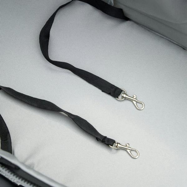 Grey pet stroller safety leash straps with metal clips