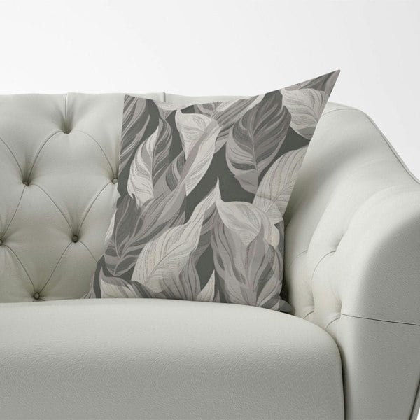 Warren Reed Grey Floral Leaves Cushions