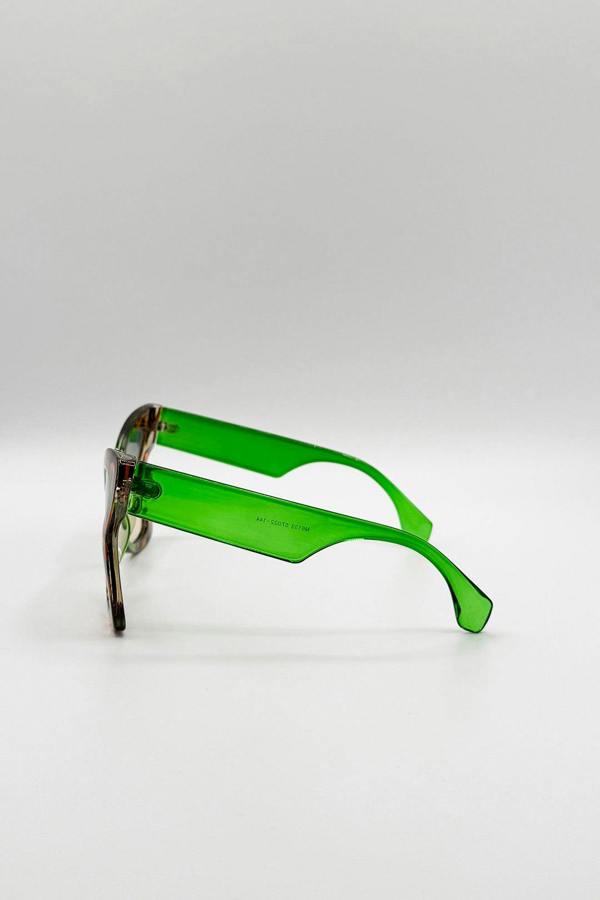 SVNX Oversized Butterfly Sunglasses In Green Leopard