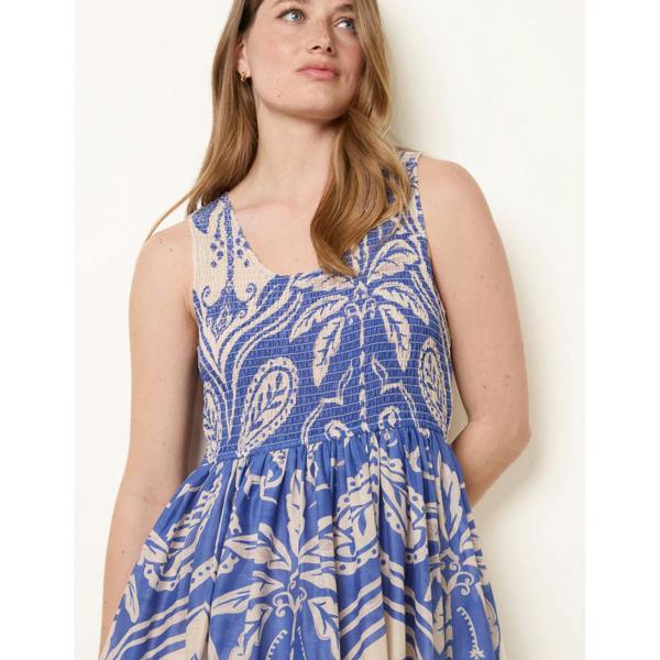 Blue Vanilla Sleeveless Shirred Dress