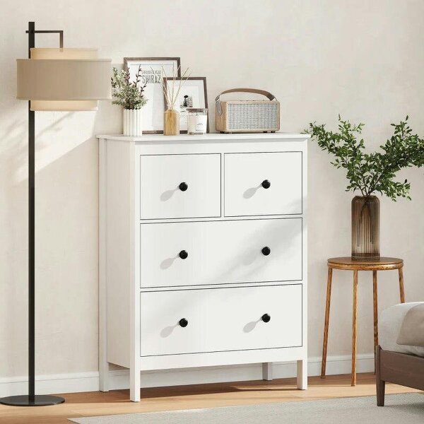 Modern Chest of Drawers, 4 Drawer Dresser Clothes Storage Organiser for Living Room, Hallway, Entryway, White