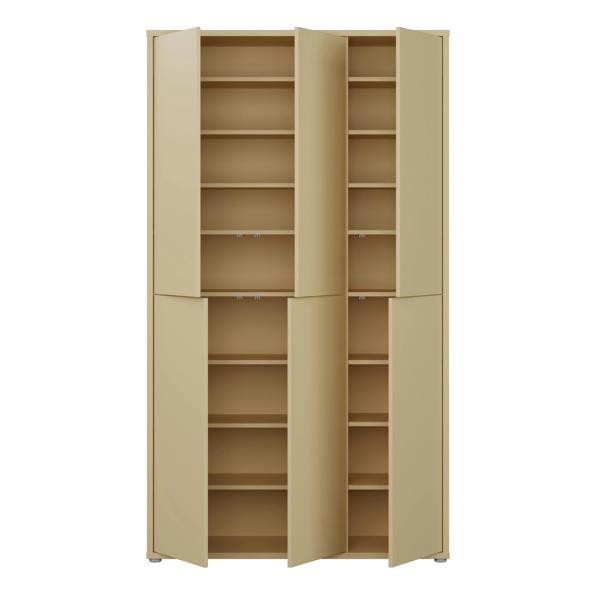 Furniture To Go Alice Springs Tall Shoe Cabinet with 6 Doors Push-to-Open in Butter Yellow
