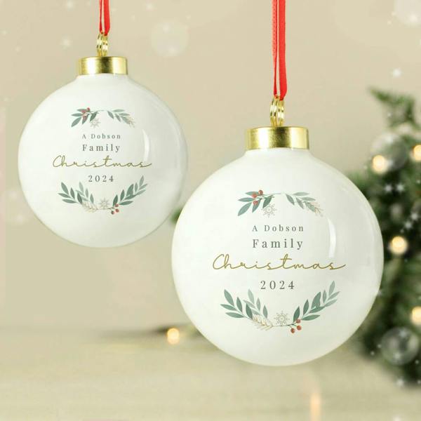 Personalised Christmas Foliage Bauble - alternative angle