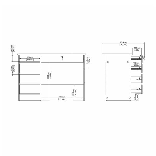 Wyld Haus Billabong White Wooden 4 Drawer Desk