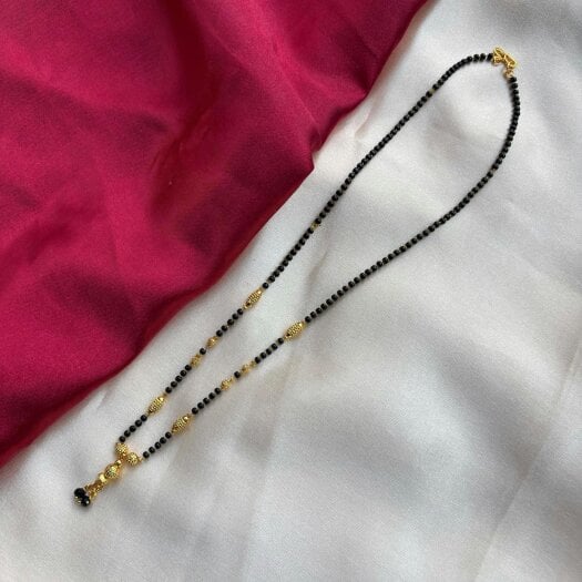 The Colourful Aura Gold Black Beaded Indian Asian Nazar Mangalsutra Choker Pendant Necklace