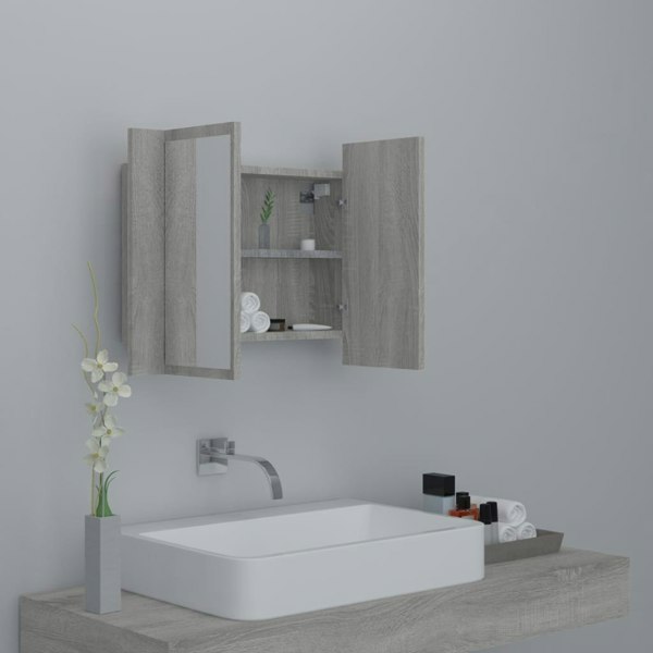 Berkfield LED Mirror Cabinet Grey Sonoma 60x12x45 cm Engineered Wood