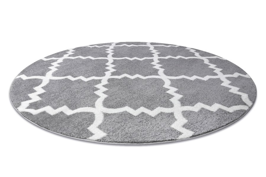 RugsX Sketch Circular Rug - Grey & White Quatrefoil