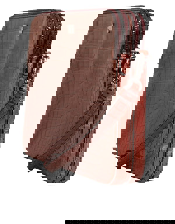 Luxurious Croc Leather Briefcase with Logo Plaque