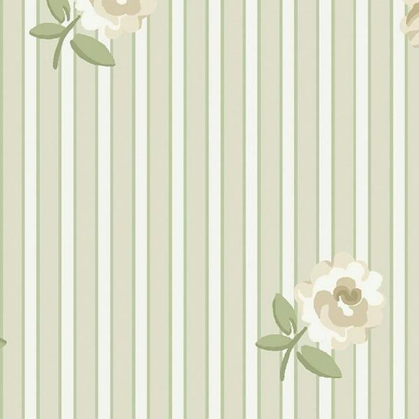 Cath Kidston Rose Spaced Stripe Sage Wallpaper