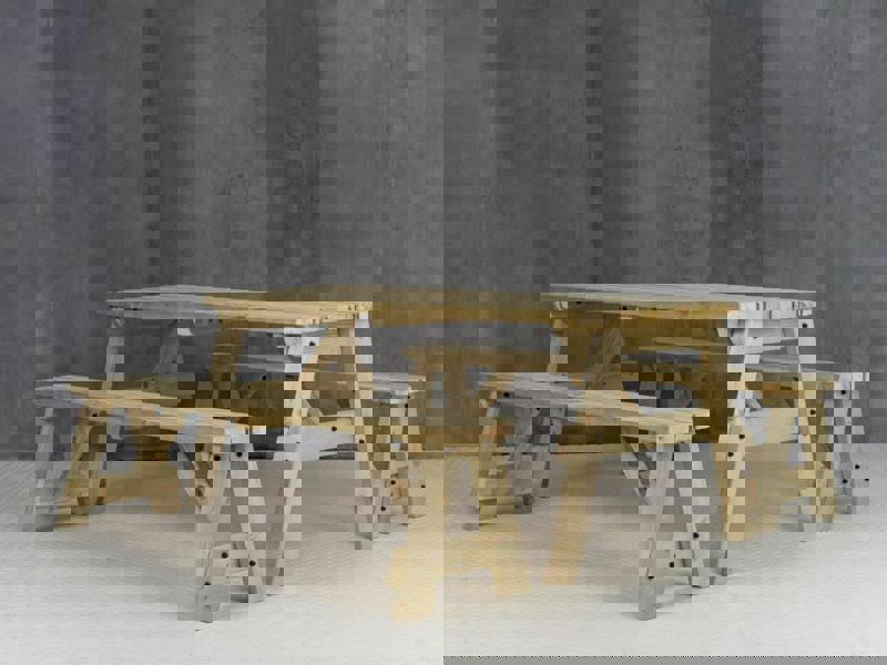 Victoria Rounded Picnic Table and Benches Set – Wooden Outdoor Dining Set for Gardens, Patios, and Picnics
