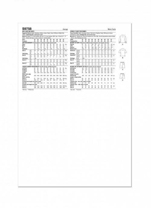 Simplicity Sewing Pattern 9758, Shirts, Shorts for Men, AA (34-36-38-40-42) - Intermediate