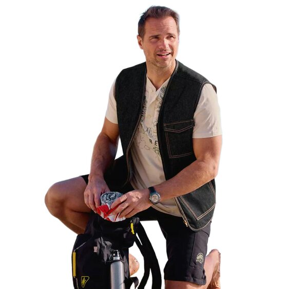 Atlas For Men Mens Denim Zipped Gilet - Black