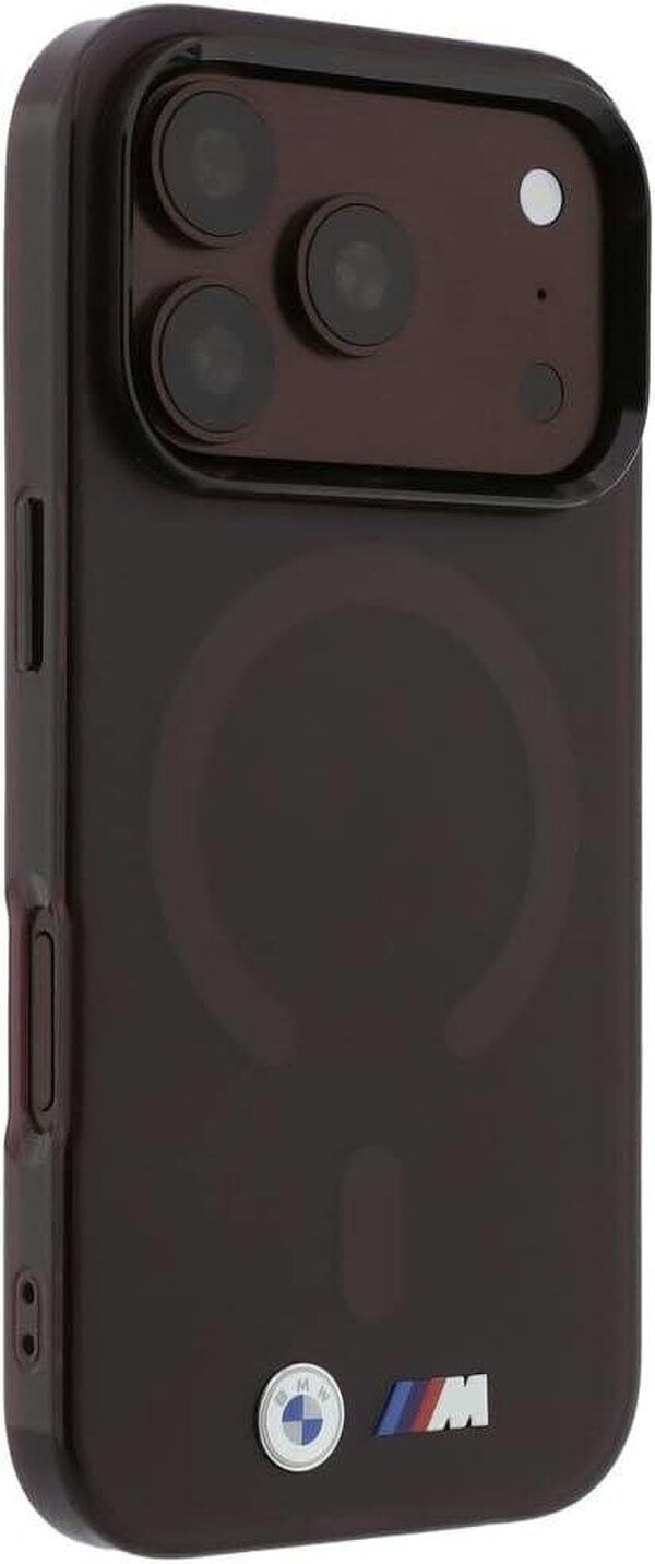 BMW M IML Frosted Metal Logo Trims Case with MagSafe for iPhone 17/18 Pro 6.3" Burgundy - BMHMP18L26HTFMILR