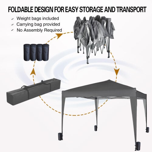 3x3m Pop up Gazebo Outdoor Patio Canopy Tent Grey 3