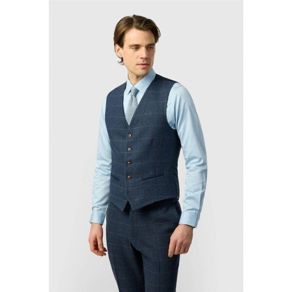 Antique Rogue Ezra Blue Check Waistcoat