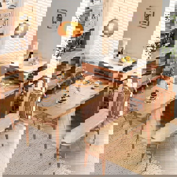 Kacey Extendable Dining Table Set, Storage, Solid Wood with wooden dining tables