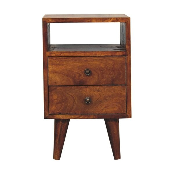 Wyld Haus Olbia Mini Classic Chestnut Mango Wood Bedside Table 2 Drawers