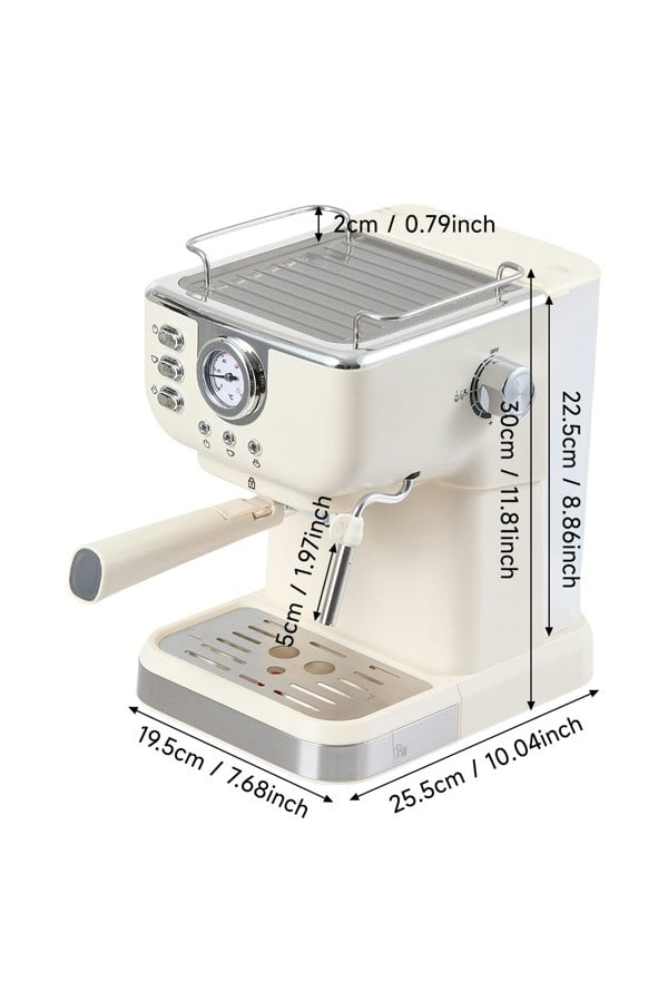 Living and Home 20 Bar Retro Coffee Espresso Machine with Steam Wand Milk Frother