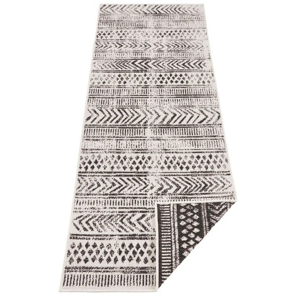 Indoor-Outdoor Reversible Geometric Black Rug