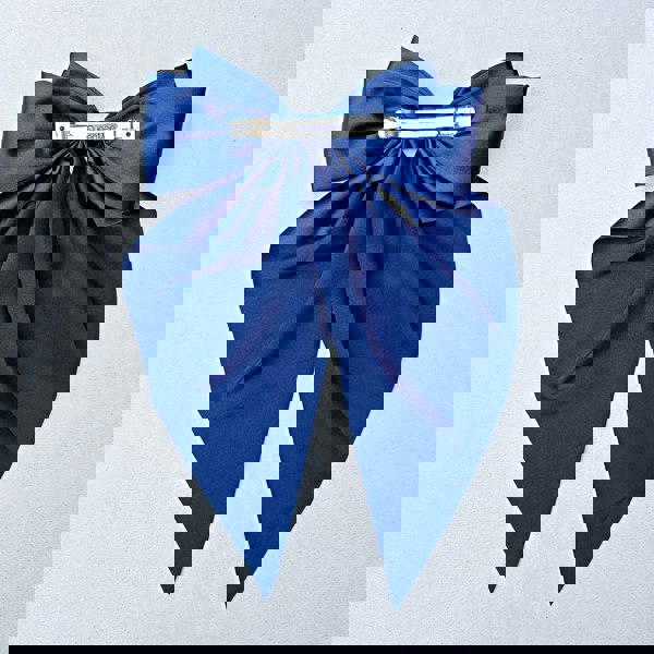 Navy Satin Hair Bow Navy Hair Clip Long Bow Barrette