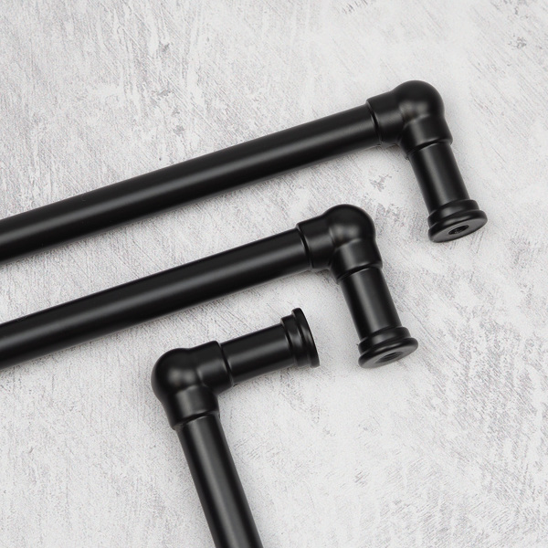Handle & Home Black Industrial Pipe Style Cabinet D Bar Handle