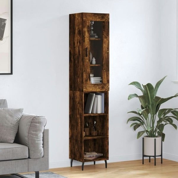 Berkfield Highboard Smoked Oak 34.5x34x180 cm Engineered Wood