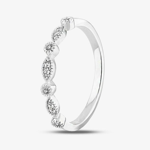 T. H. Baker 9ct White Gold 0.07ct Diamond Fancy Half Eternity Ring TH010325112142