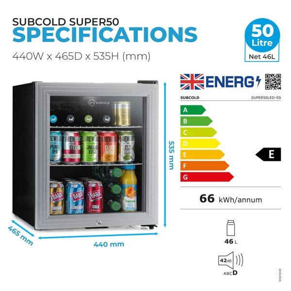 Subcold Super 50 LED Beer Fridge - Silver