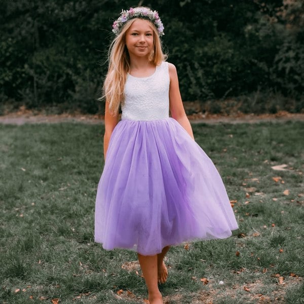 UK Flower Girl Boutique Bohemian Classic Dress - Lilac Tea Length