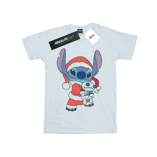 Disney Girls Lilo And Stitch Stitch Christmas Cotton T-Shirt - White