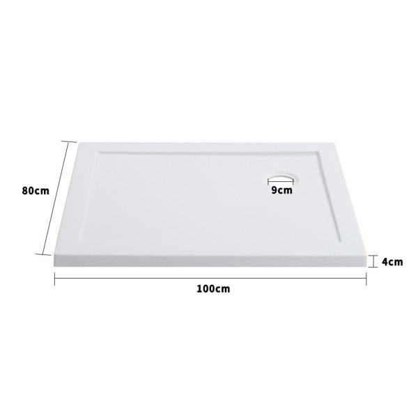 Living and Home 1000x800mm Rectangular Shower Tray White