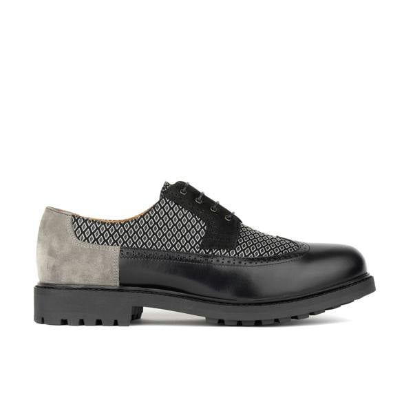 Embassy London Cyclone - Black Diamonds - Men's chunky sole leather shoe