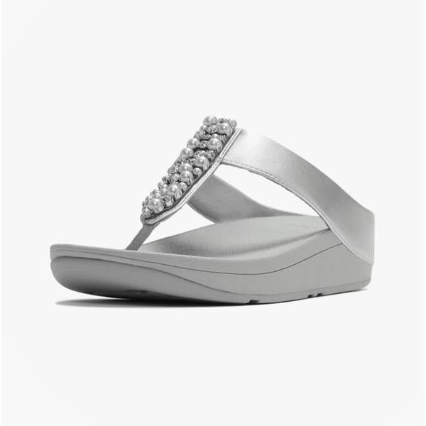 FitFlop FitFlop FINO PEARLS AND CRYSTAL Womens Toe-Post Sandals Silver