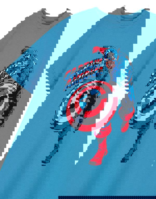 Marvel Boys Blue Captain America Short Sleeved T-Shirt