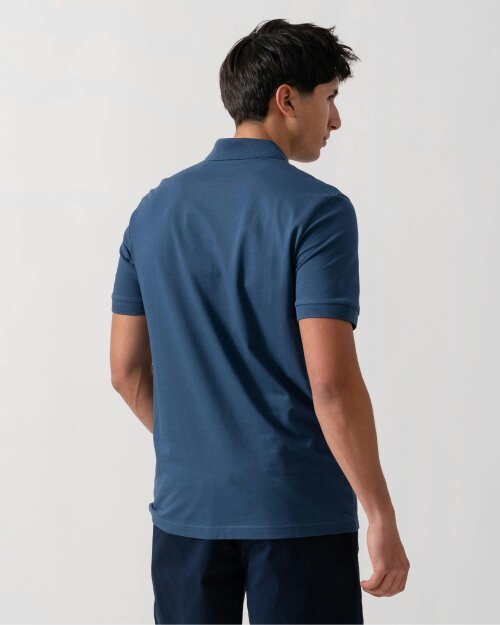 BOSS Orange Passenger Mens Stretch-Cotton Slim-Fit Polo Shirt with Logo Patch - Open Blue 466