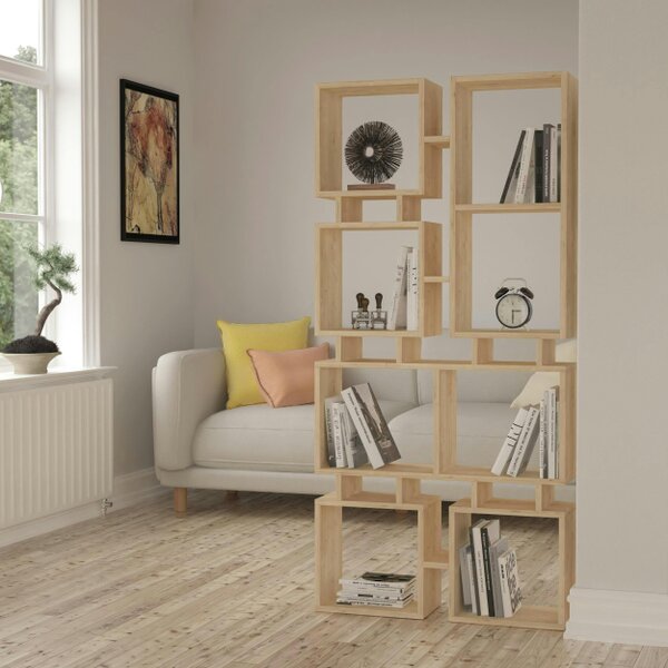 Decortie Rail Modern Tall Bookcase Shelving Unit Display Unit Freestanding Asymmetric Storage Height 167cm
