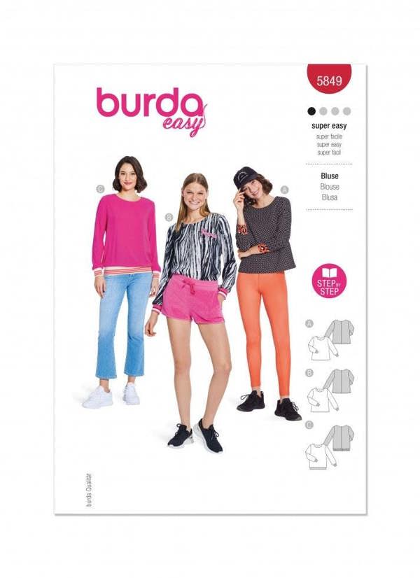 Burda Sewing Pattern 5849 Tops For Women, 8-22 (34-48) - Easy