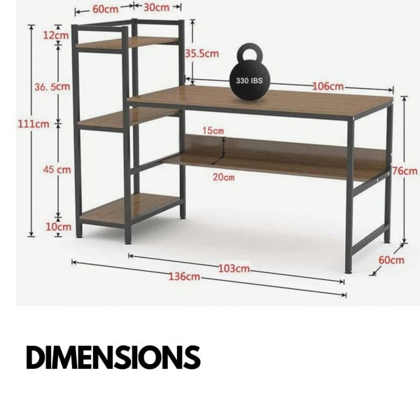 Rafaelo Mobilia Industrial Writing Desk With Steel Frame