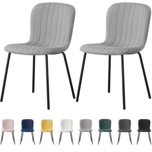 Set of 2 Teddy Faux Fur Stitched Design Dining Chairs Bella