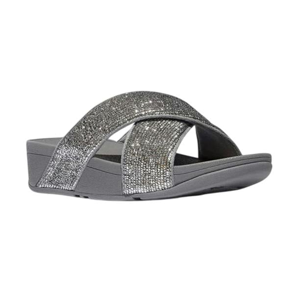 FitFlop Womens/Ladies Criss-Cross Glitter Sliders - Silver - 