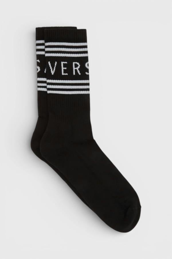 Versace Logo Socks Black White