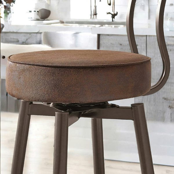 Rafaelo Mobilia Industrial Faux Leather Swivel Bar Stool With Back & Footrest