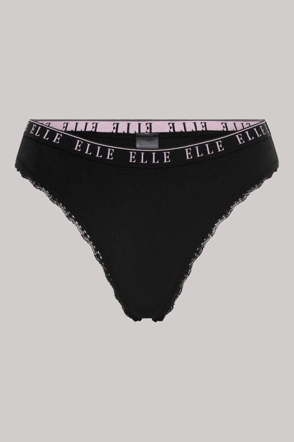ELLE Multi Pack (3) Cotton Lace Trim Tipped Thongs