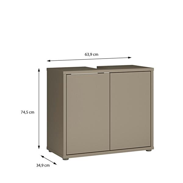 Furniture To Go Alice Springs Under Sink Bathroom Cabinet with 2 Doors Push-to-Open in Taupe