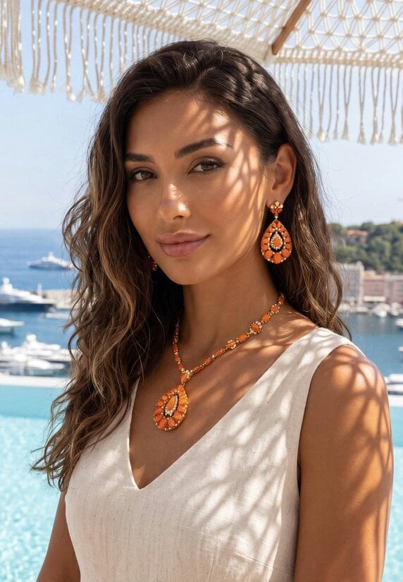 Latelita Paloma Fire Opal Statement Necklace Gold