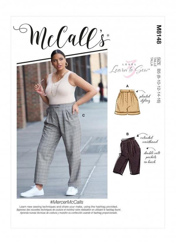 McCalls 8148 Paper Sewing Pattern – Women's Trousers & Shorts, Beginner, Easy